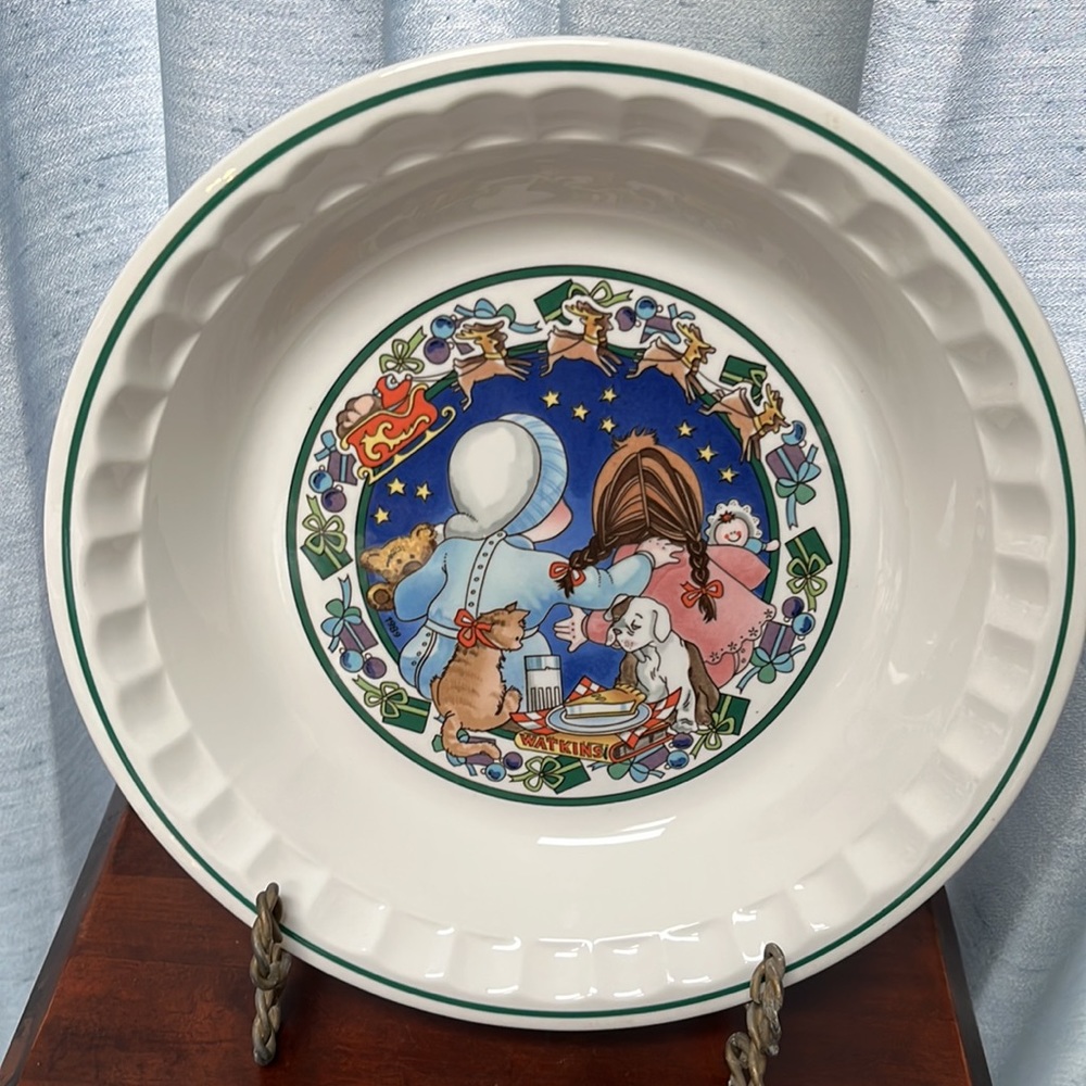Watkins Country Kids Recipe Pie Plate 5 of 5 "Christmas Wish" Holiday Theme